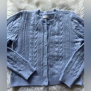 Hollister blue cable knit cardigan. Sz L. In EUC